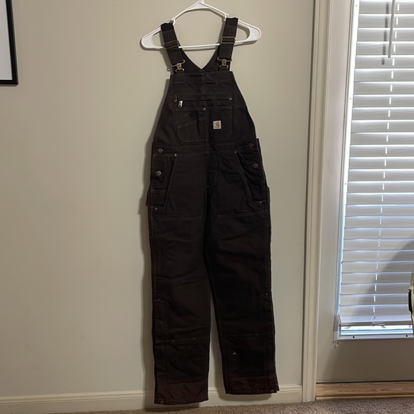 NWT Carhartt Insulated Bibb Overalls Women’s XS Dark Brown - Picture 3 of 3